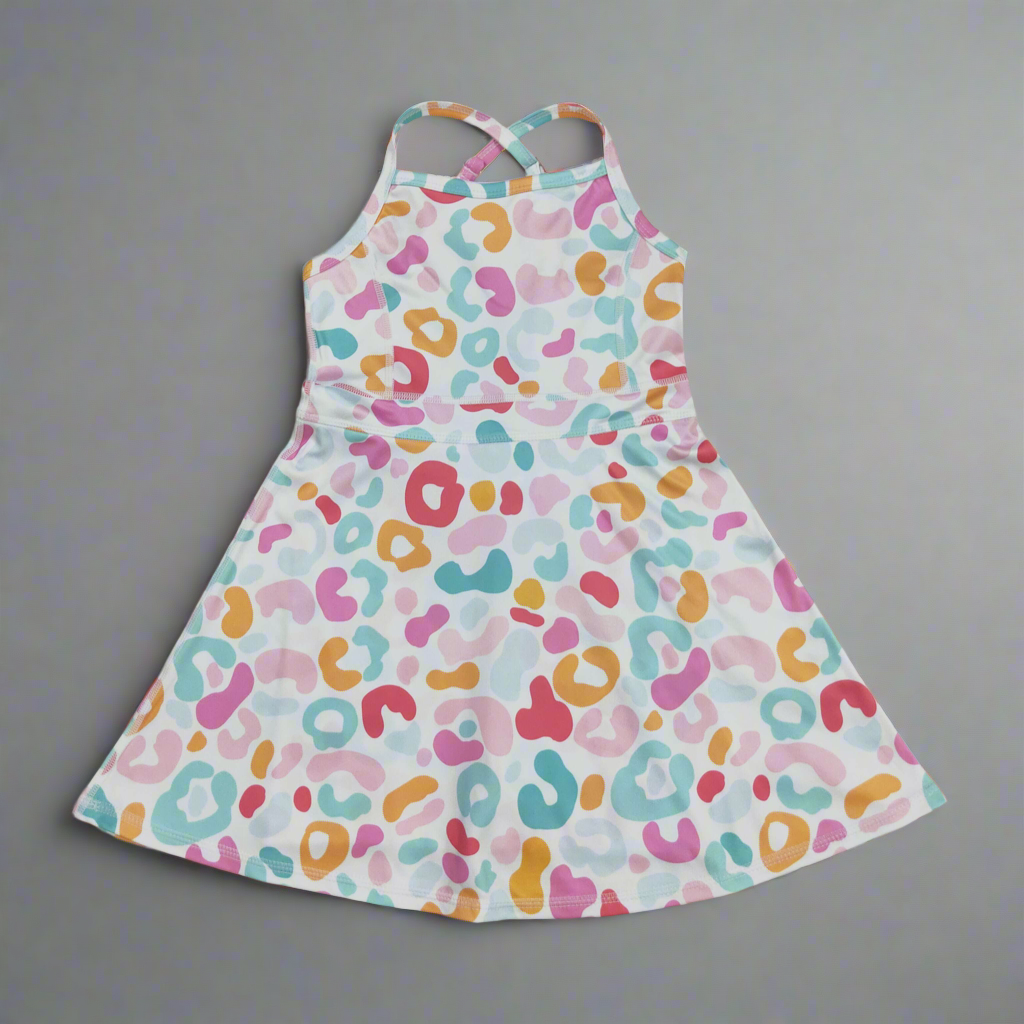 Colorful pastel leopard athletic wear dress girls