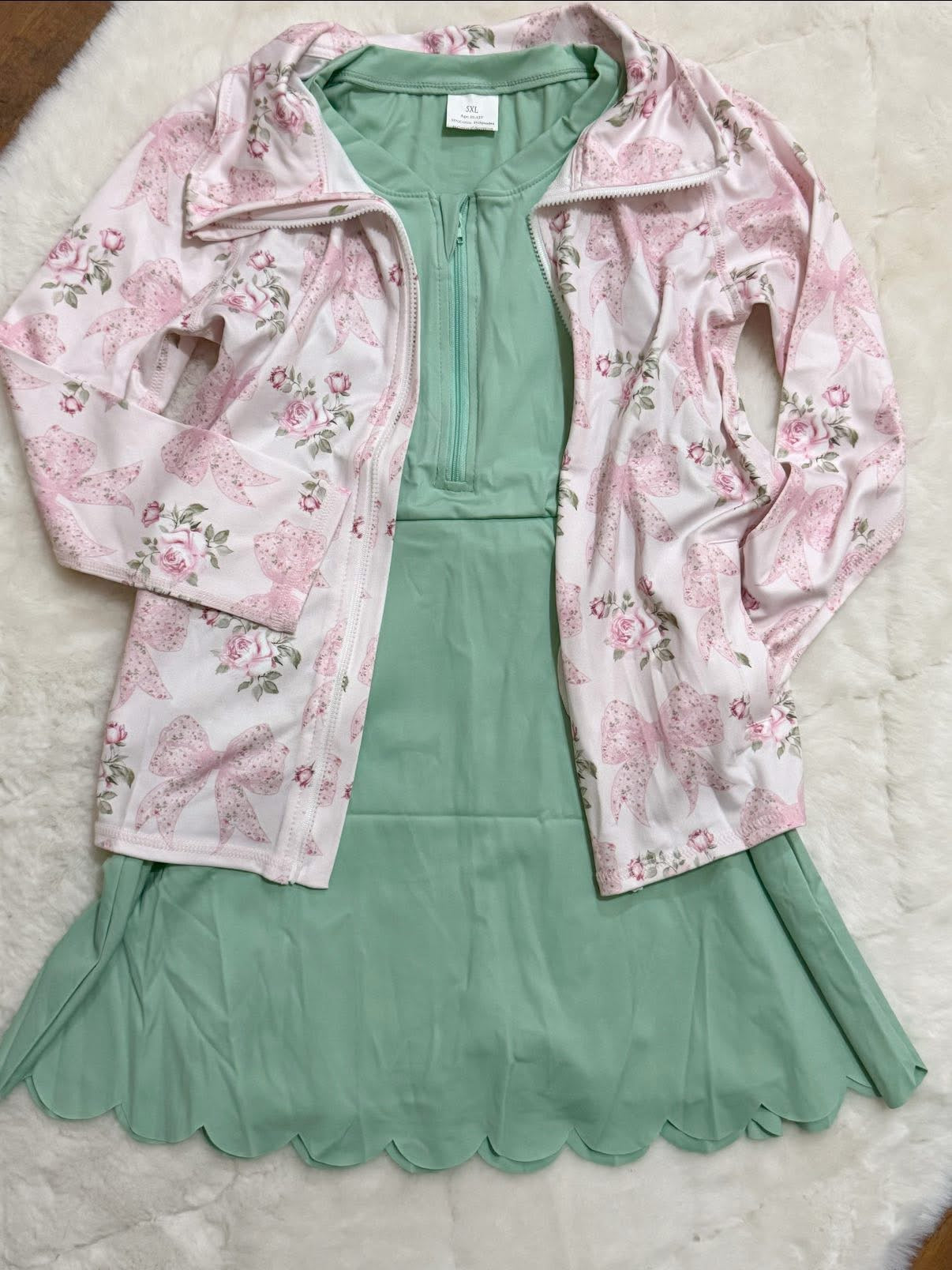 Pink bow floral athletic jacket girls
