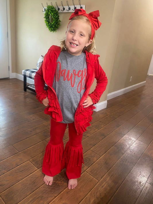 Ruffle jacket girls black red navy hot pink