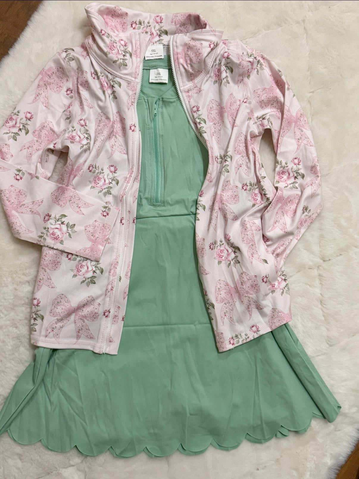 Pink bow floral athletic jacket girls