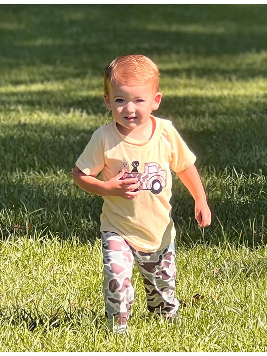 Boys dog truck camo fall set