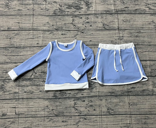 Blue Longsleeve skirt set red girls