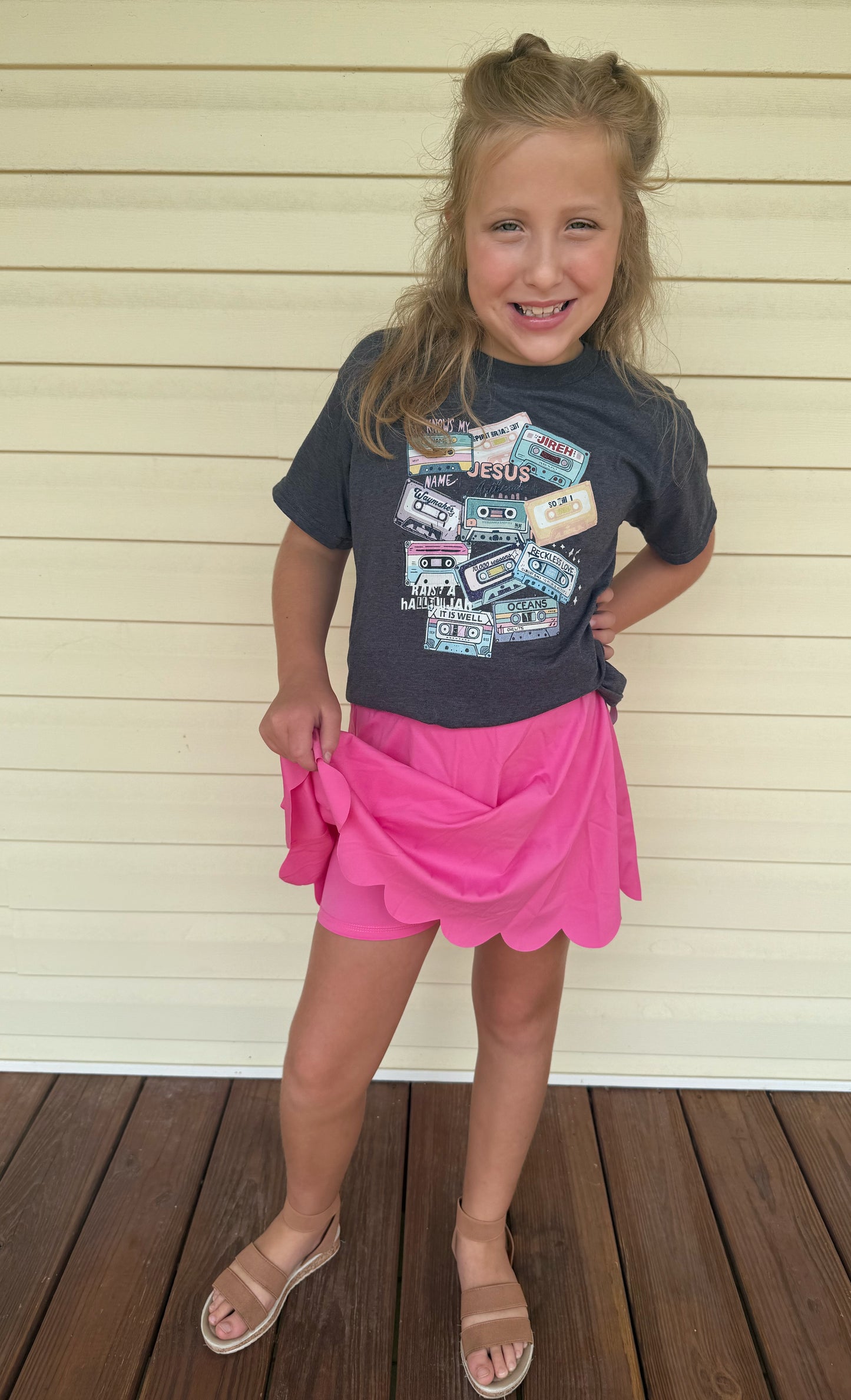 Scalloped skorts/skirts girls pink purple blue athletic