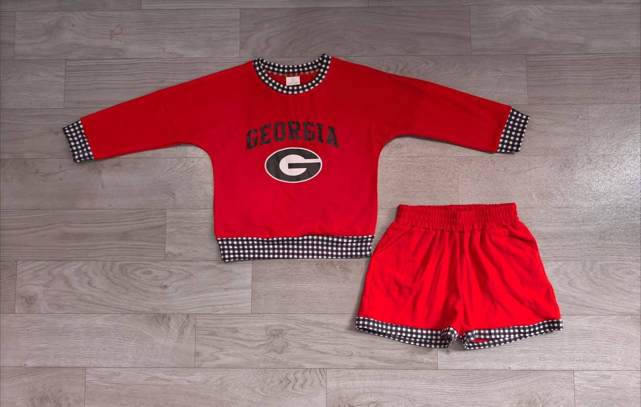 GA set girls boys gingham plaid