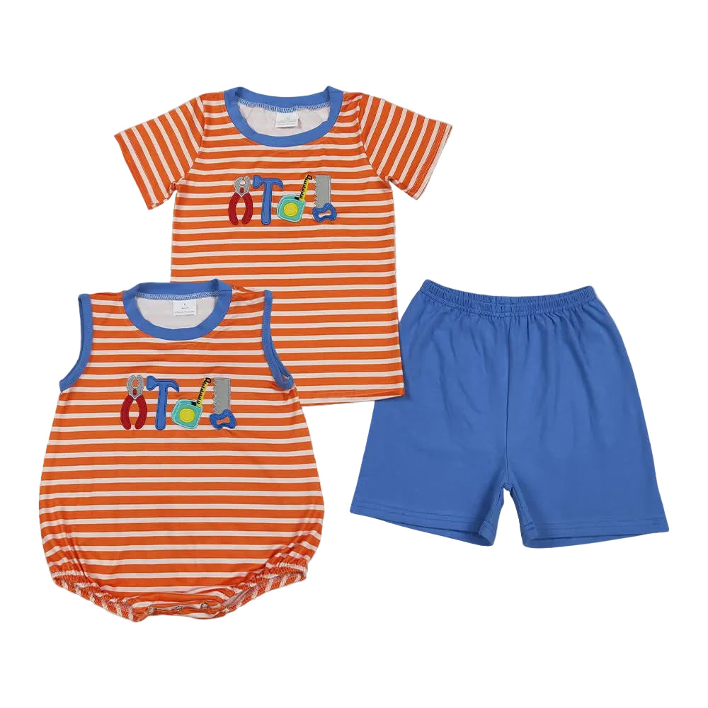 Tools boys romper bubble set