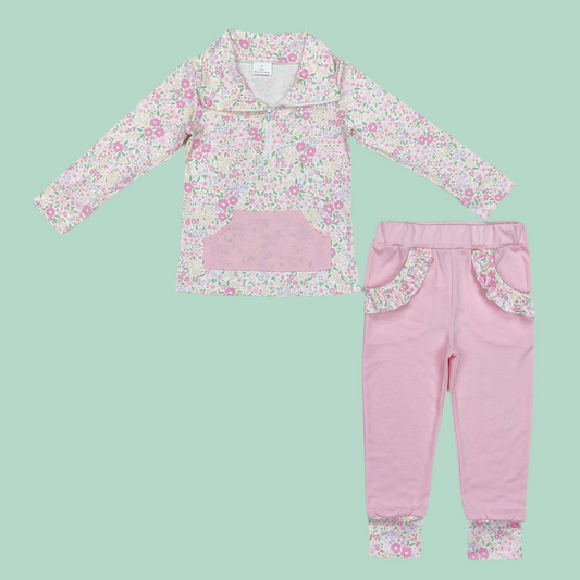 Pullover Ruffle pants set girls floral