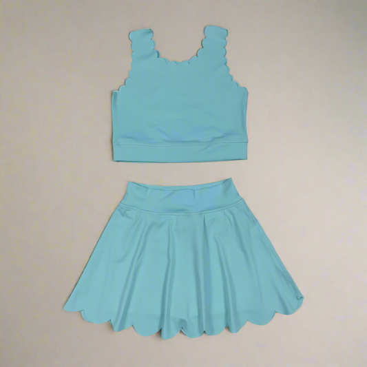 Scallop Skirt / skort sets girls blue, purple, pink athletic