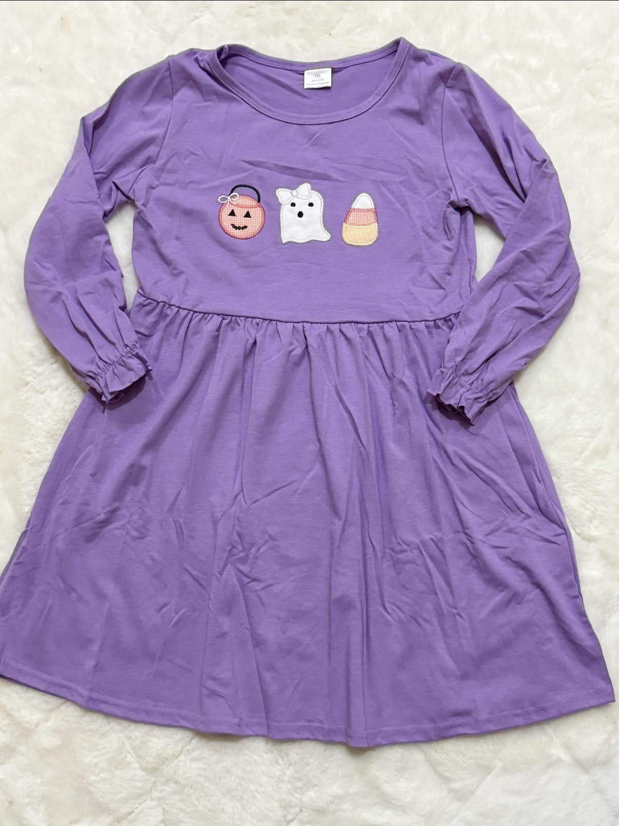 Purple Pumpkin ghost candy corn romper dress girls