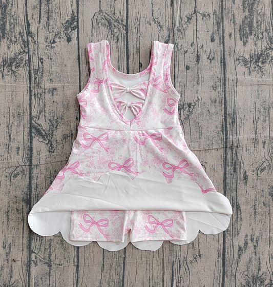 Pink bow back athletic dress girls
