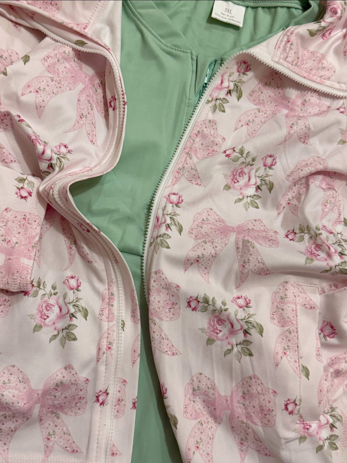 Pink bow floral athletic jacket girls