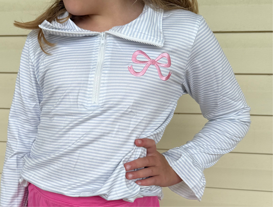 Fall girls winter pullovers embroidered bow/ribbon ballet shoes