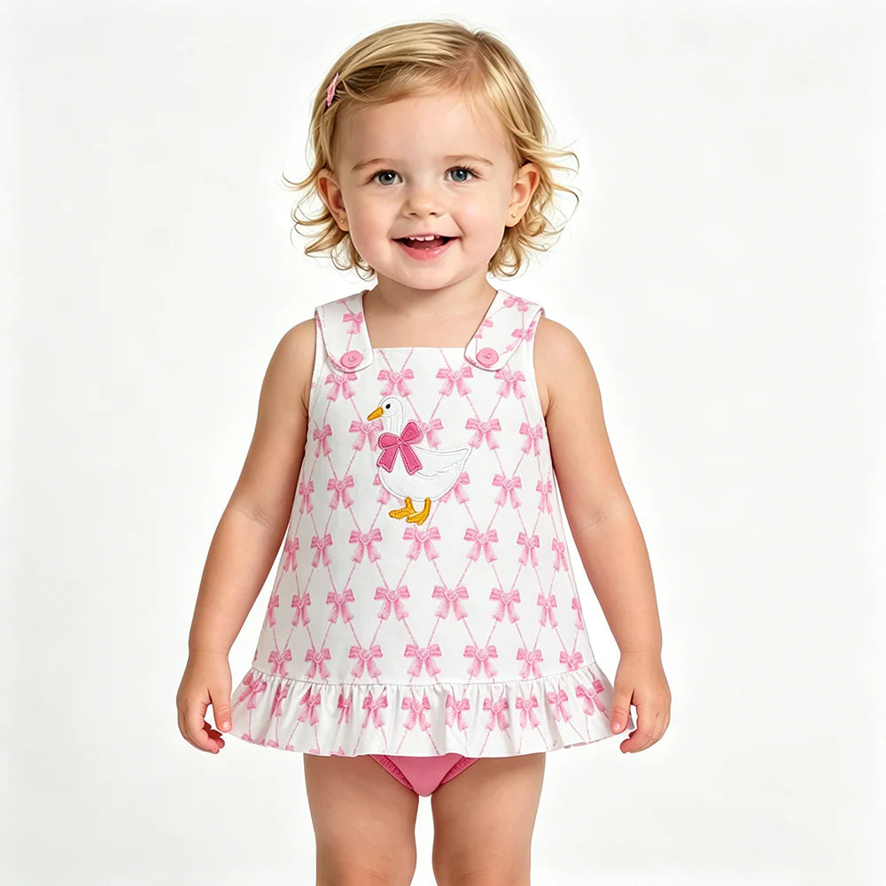 Goose pink bow set girls