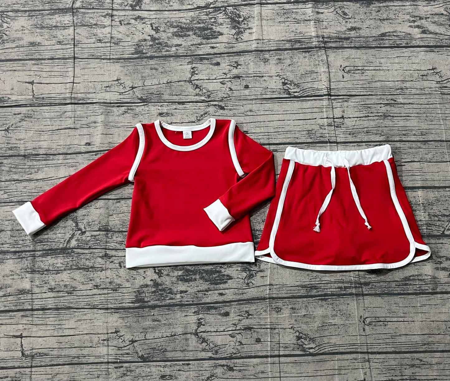 Longsleeve skirt set red girls