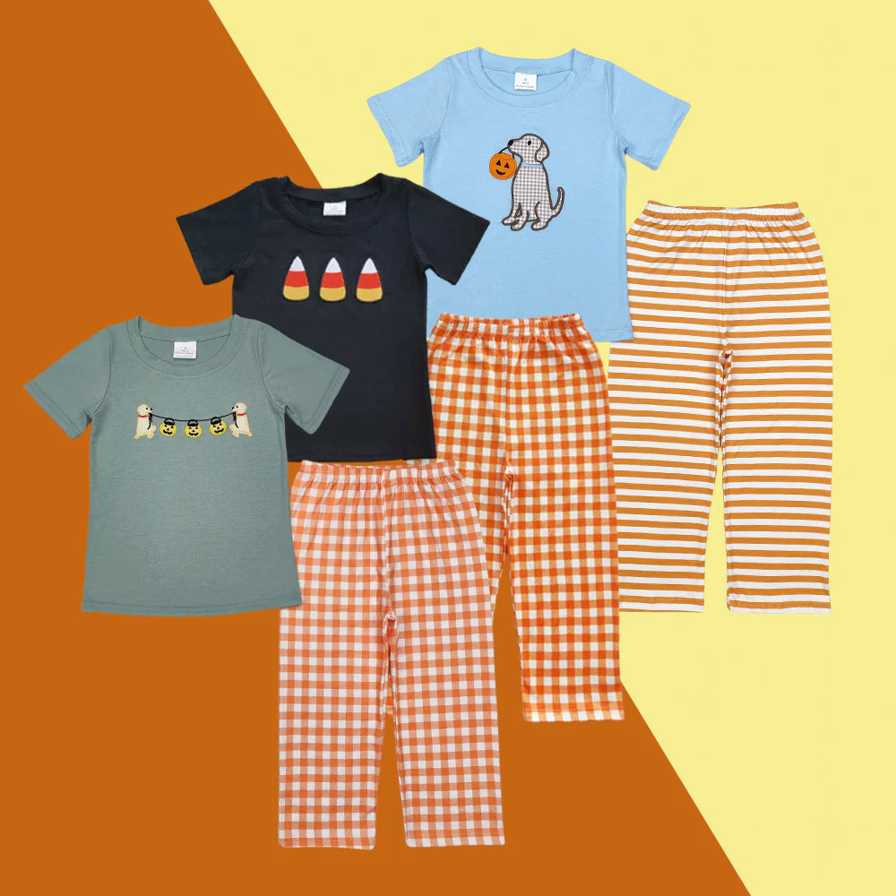 Boys puppy dog jack o lantern fall set