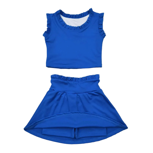 Royal blue skirt set girls athletic