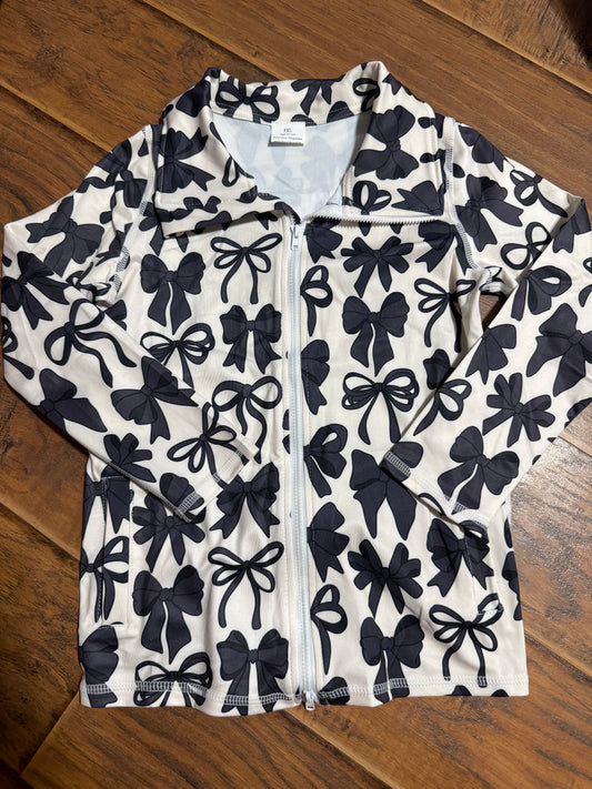 Black bow floral athletic jacket girls