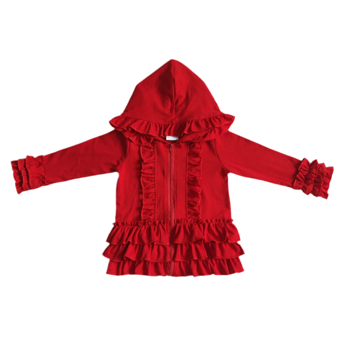 Ruffle jacket girls black red navy hot pink
