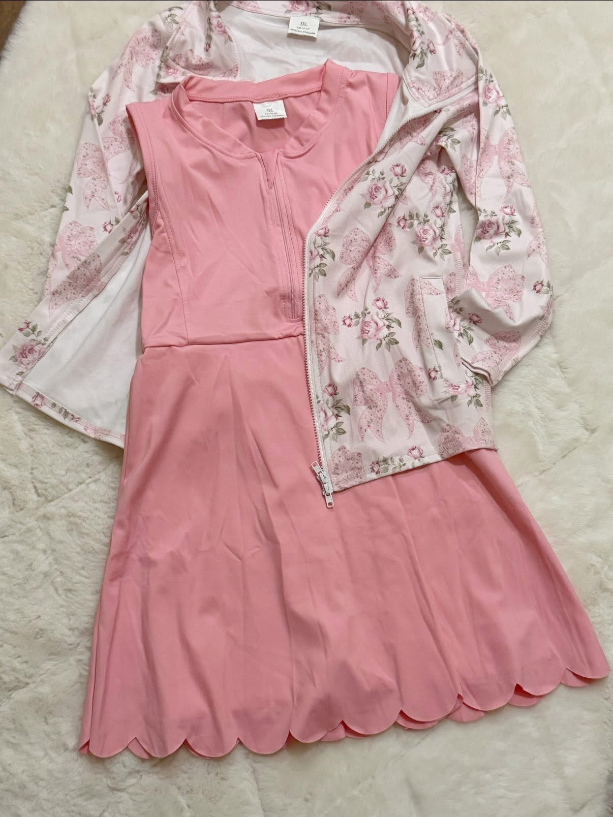 Pink bow floral athletic jacket girls