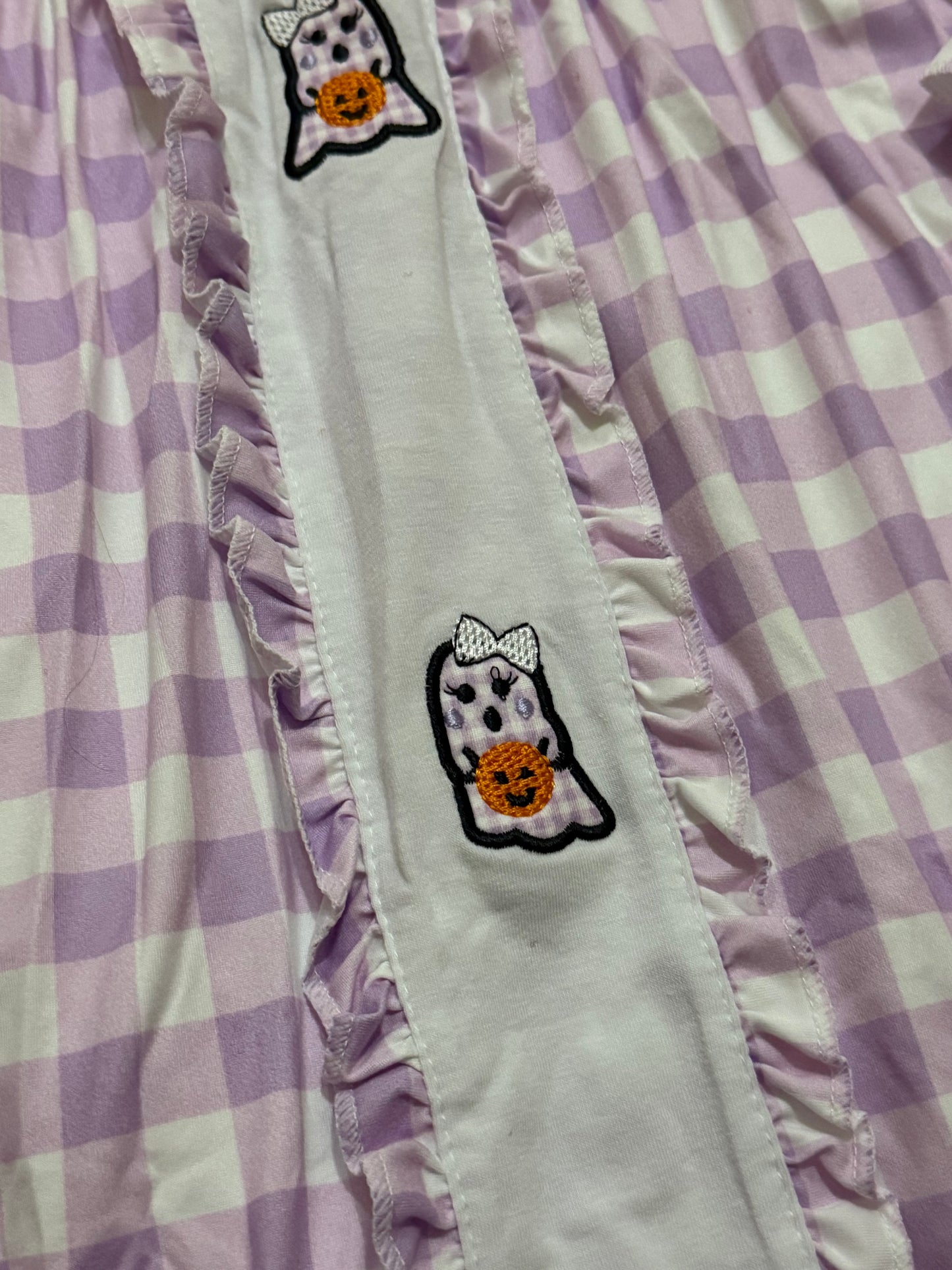 Purple plaid gingham ghost dress girls