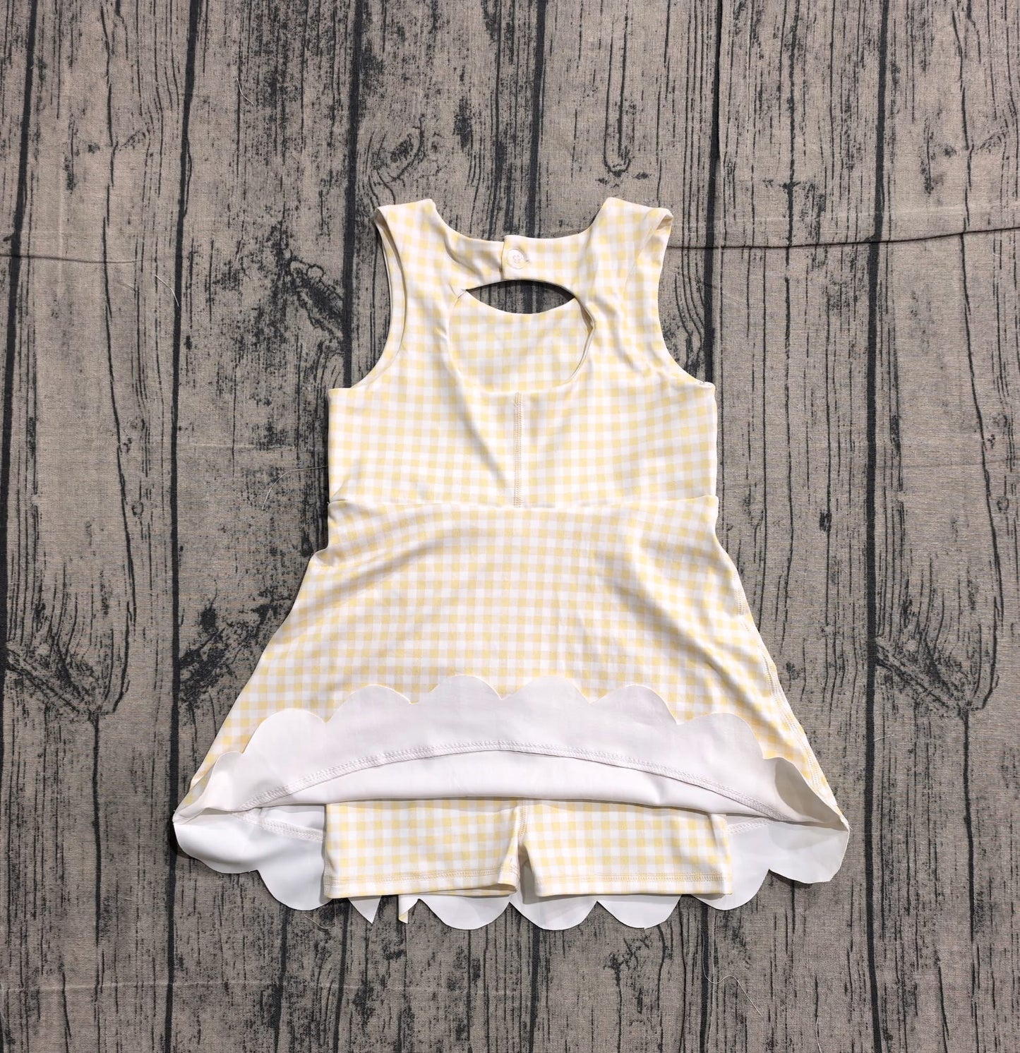Yellow gingham bow athletic dress girls