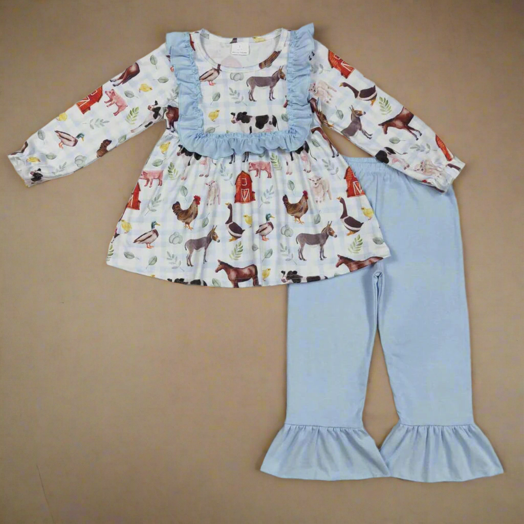 Fall farm set, dress, romper girls
