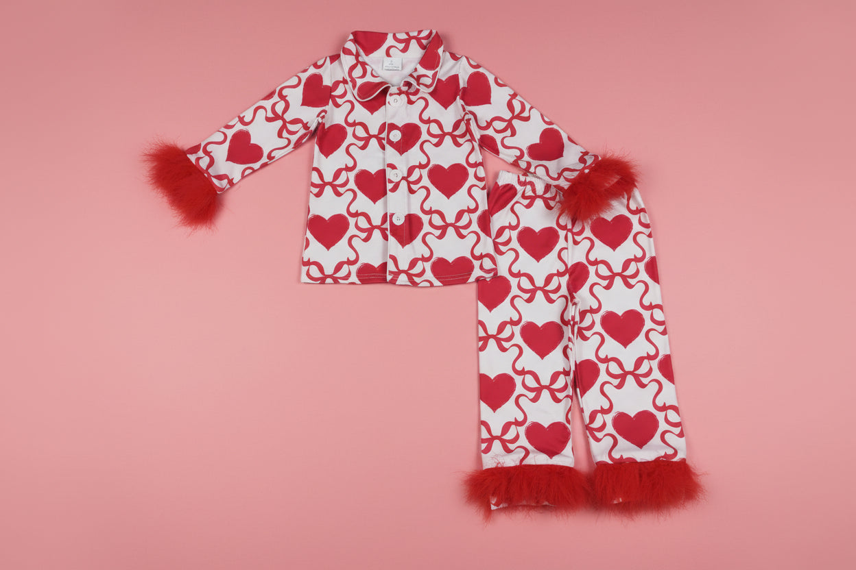 Girls hearts and bows Sassy pajamas/ pjs/ loungewear