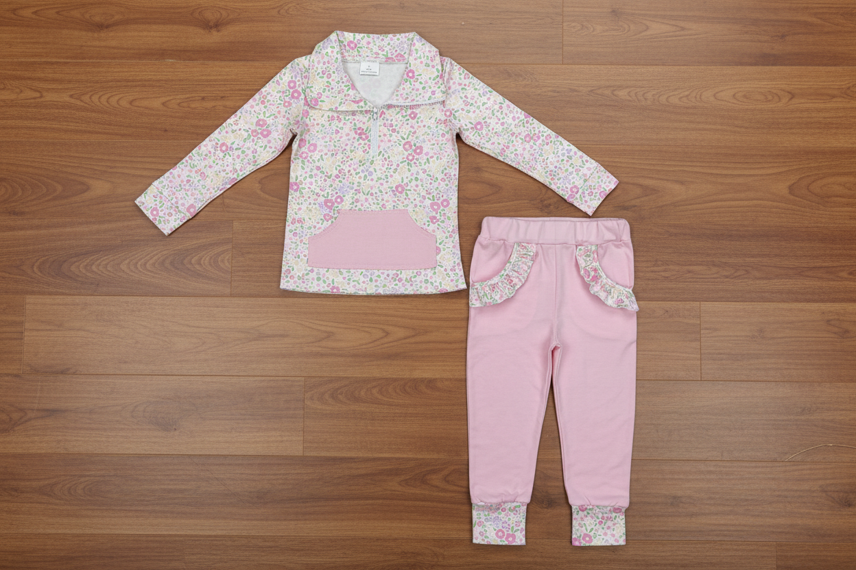 Pullover Ruffle pants set girls floral