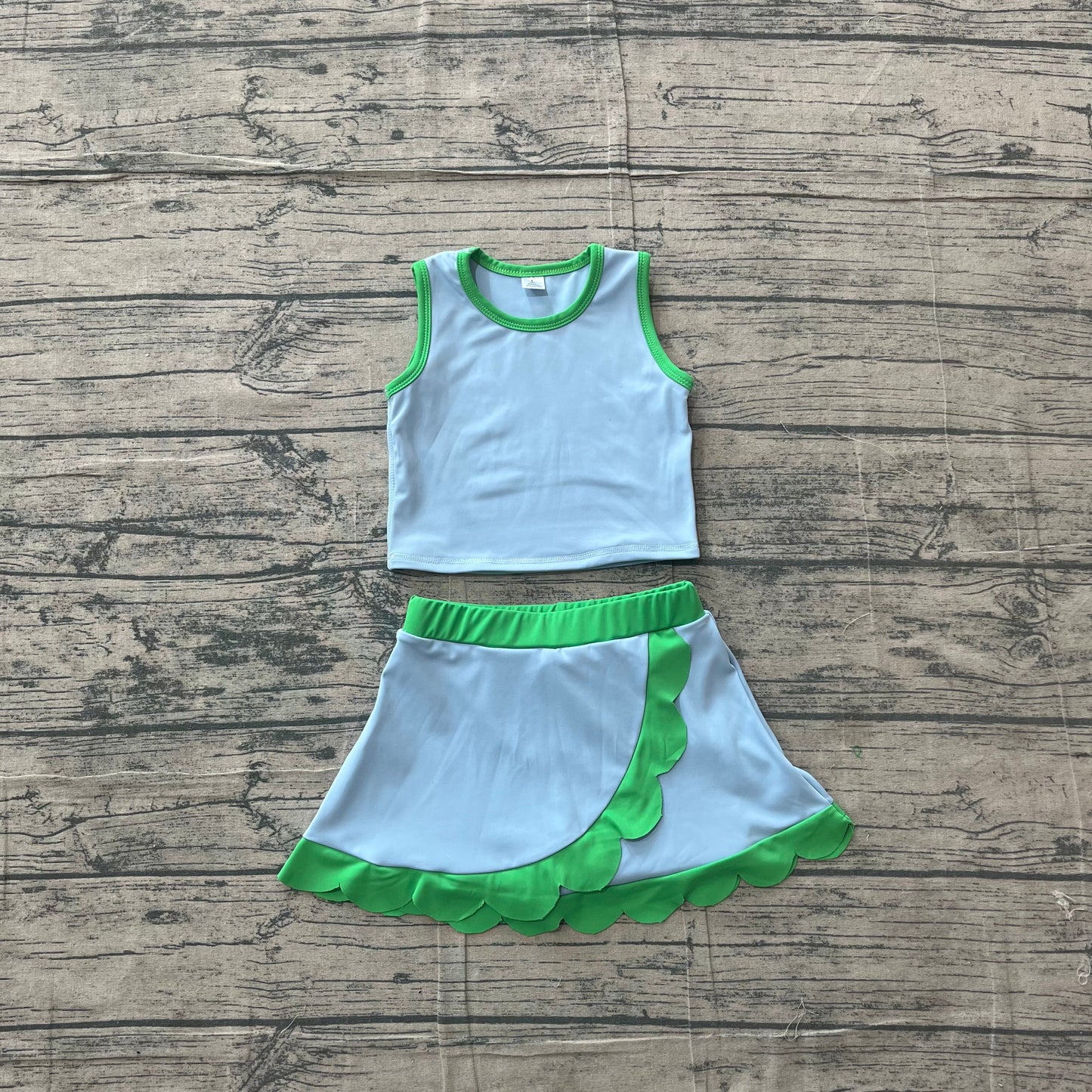 Blue and green scalloped set girls