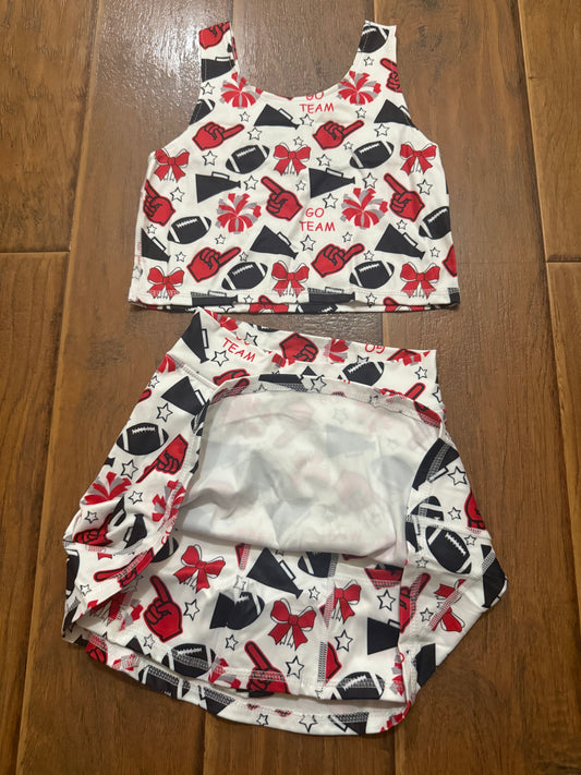 Red and black skirt set girls athletic