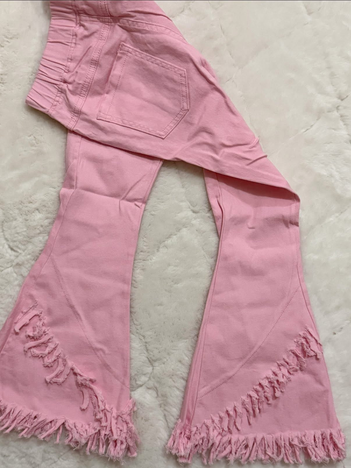 Pink bow jacket + pink jeans denim girls