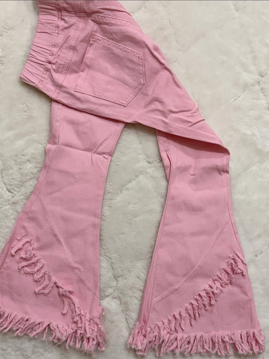 Pink bow jacket + pink jeans denim girls