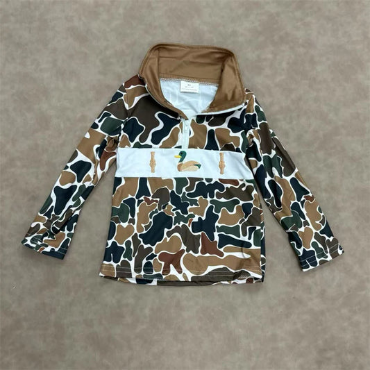 Embroidered pullovers camo boys fall
