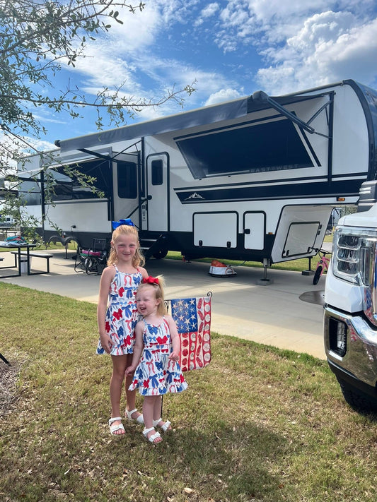 Bow athletic dress girls red and blue