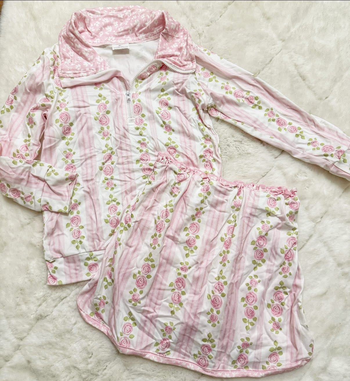 Pink floral skirt set girls