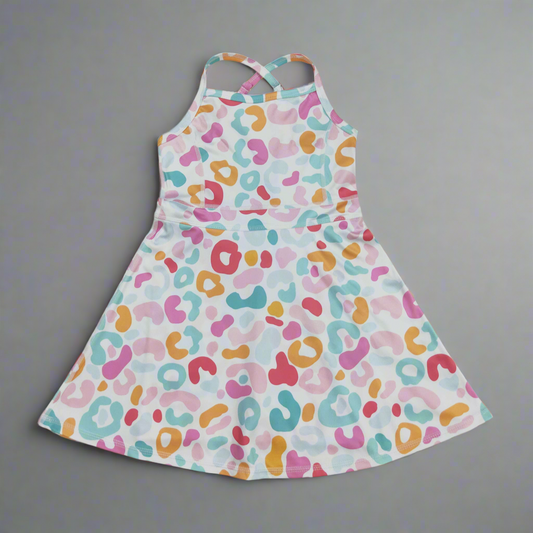 Colorful pastel leopard athletic wear dress girls