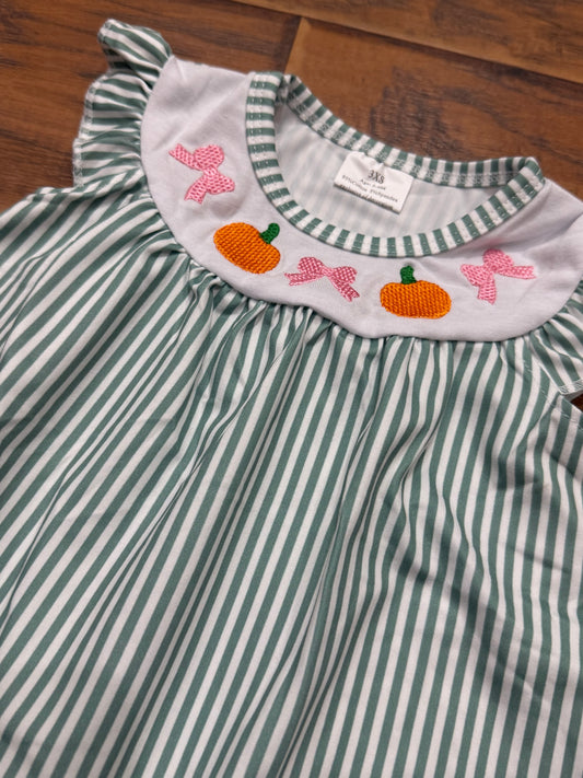Fall pumpkin bow dress girls
