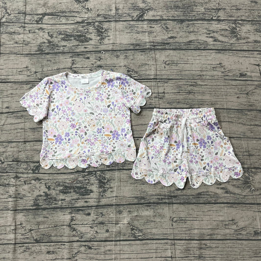 Scalloped floral set girls
