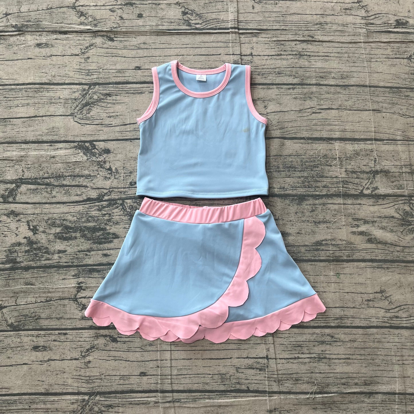 Pink and blue scalloped set girls