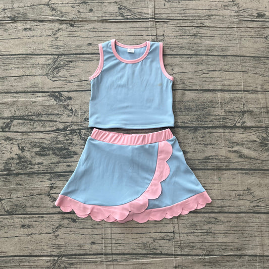 Pink and blue scalloped set girls