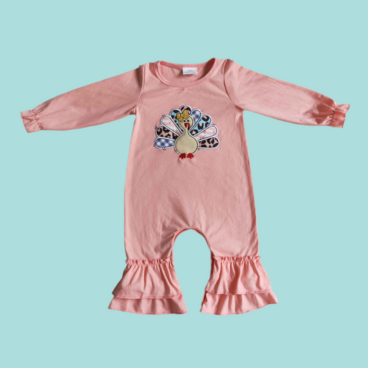 Girls turkey romper fall