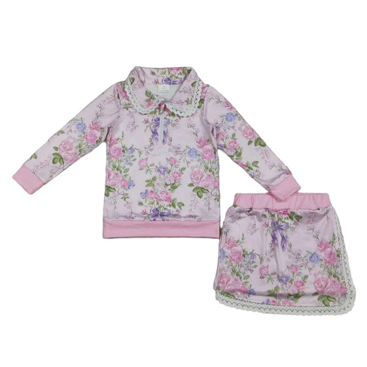 Pullover skirt set red girls