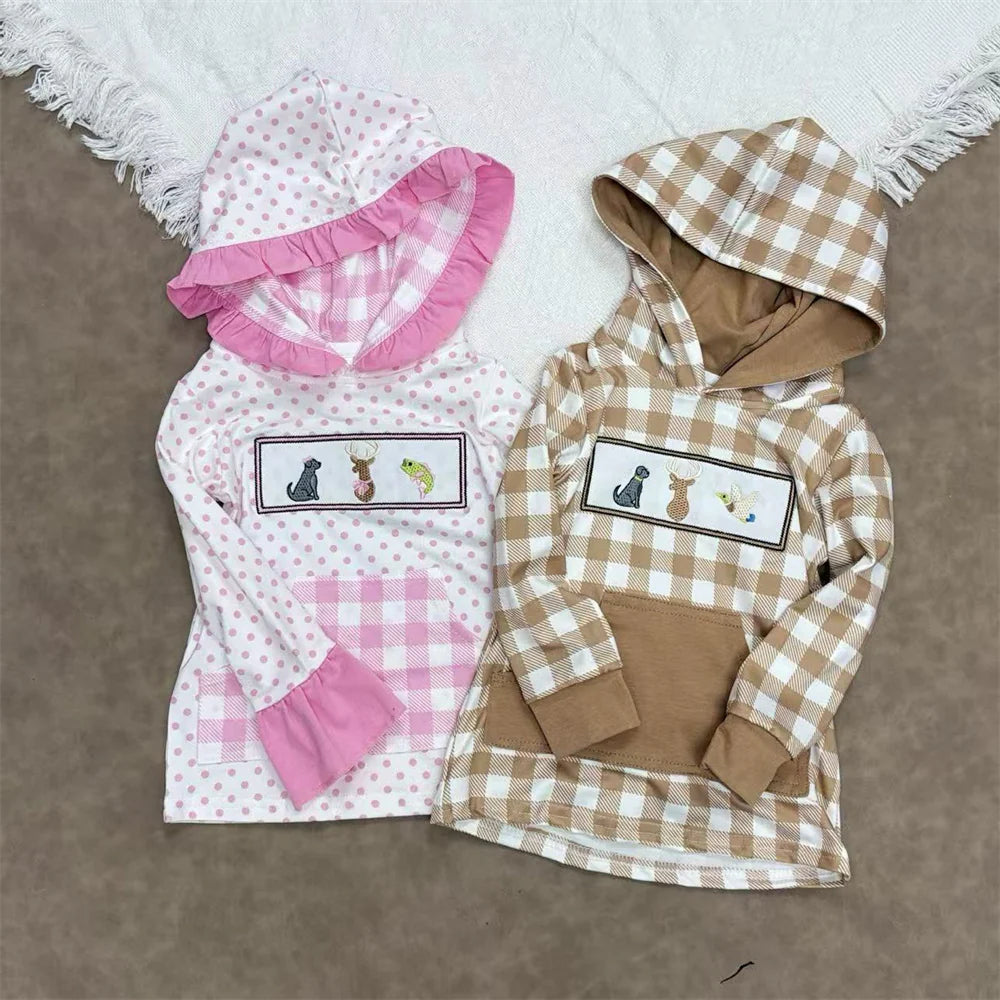 Fall dog deer duck fish pullovers girls boys