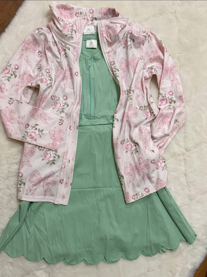 Pink bow floral athletic jacket girls