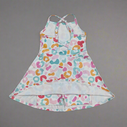 Colorful pastel leopard athletic wear dress girls