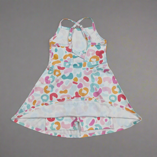 Colorful pastel leopard athletic wear dress girls