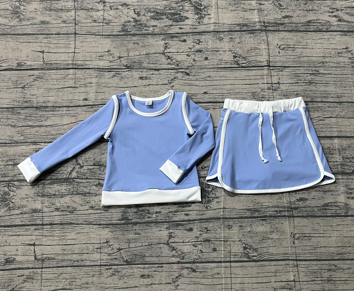 Blue Longsleeve skirt set red girls
