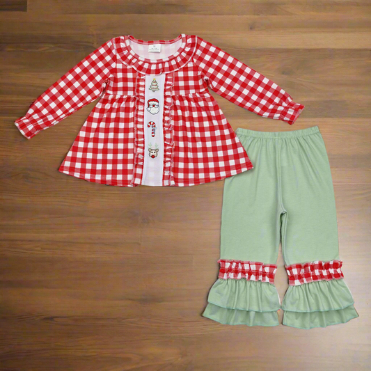 Christmas girls set, dress, romper- Santa, candy cane, Rudolph/reindeer, tree