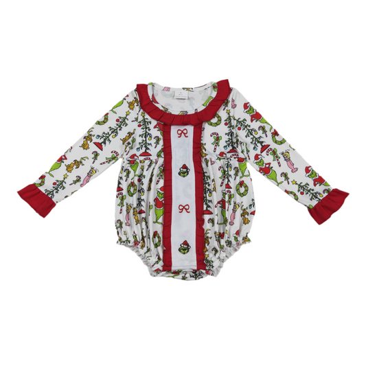 Christmas girls bubble romper