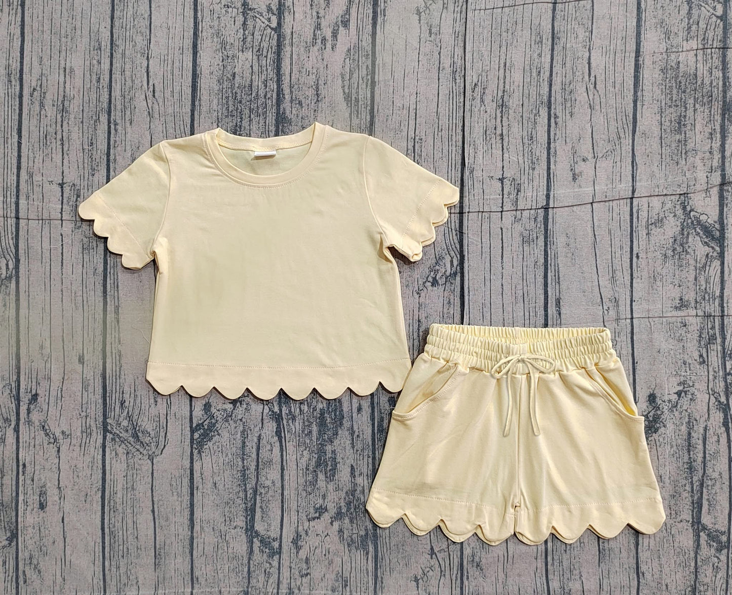 Scalloped set girls yellow