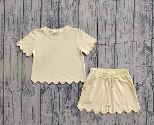 Scalloped set girls yellow